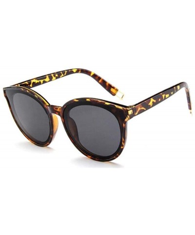 Aviator Luxury Vintage Round Sunglasses Women Brand Designer 2019 Cat Eye Leopard - Red - C618Y2OZR2G $7.72