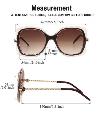 Square Classic Designer Style Square 100% UV Blocking protection Sunglasses For Women - Coffee Color / Gradient Tea Lens - C0...