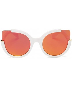 Square Popular Fashion Trends Lady's Cateye Sunglasses 3/4 Frame Lens 57mm - White/Red - CF12DAQ2GY9 $15.91