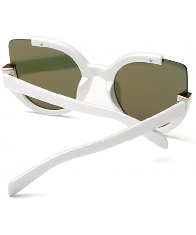 Square Popular Fashion Trends Lady's Cateye Sunglasses 3/4 Frame Lens 57mm - White/Red - CF12DAQ2GY9 $15.91