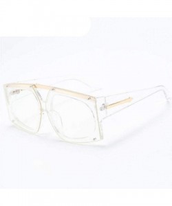 Aviator Clear Lenses Double Beam Unique Oculos De Sol Gafas C6 White - C6 White - CI18YKUGXC4 $10.37