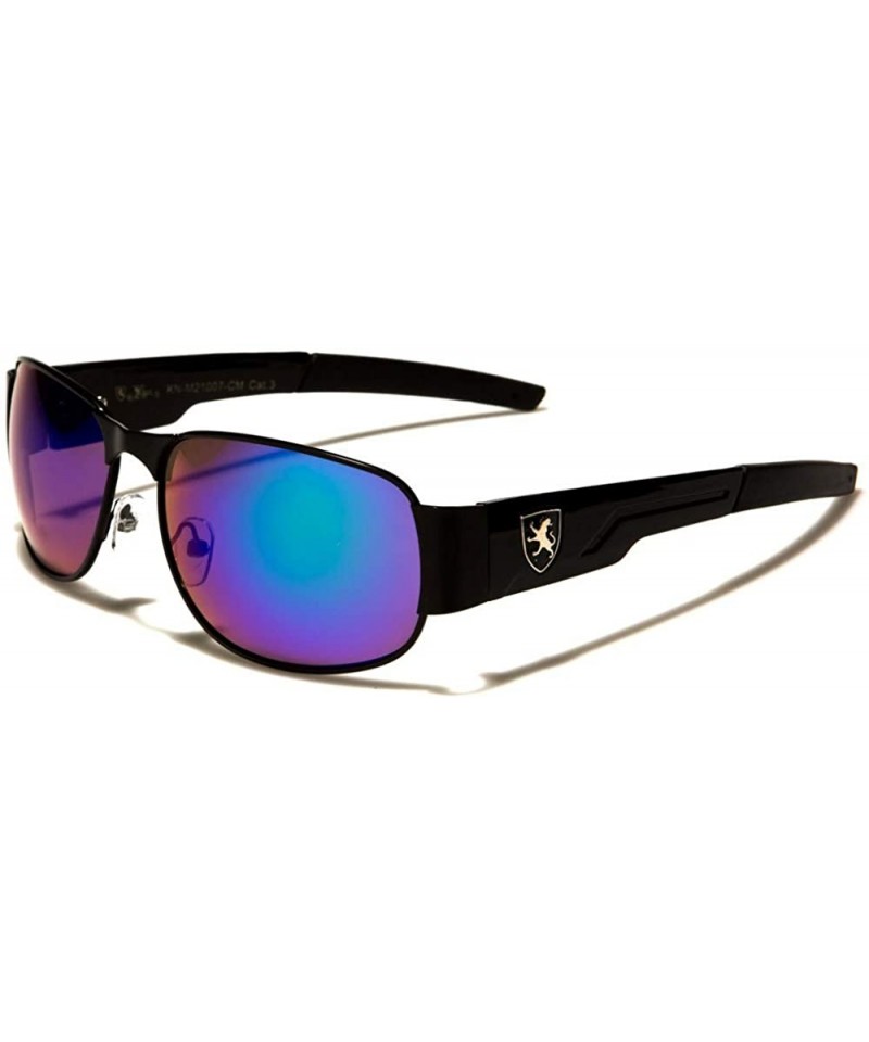 Square Modern Men Fashion Mirrored Lens Rectangle Sporty Golf Sunglasses - Blue - C818WWH5DCI $7.95