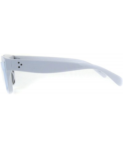 Rectangular Womens Mod Thick Horn Rim Mirror Lens Plastic Boyfriend Sunglasses - White Blue - CB18CK24AMU $11.19