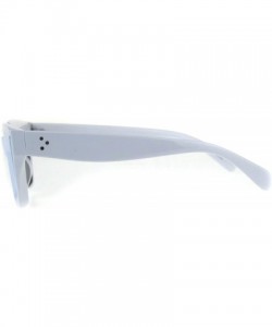 Rectangular Womens Mod Thick Horn Rim Mirror Lens Plastic Boyfriend Sunglasses - White Blue - CB18CK24AMU $11.19