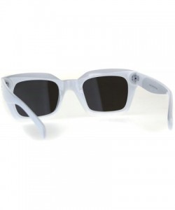 Rectangular Womens Mod Thick Horn Rim Mirror Lens Plastic Boyfriend Sunglasses - White Blue - CB18CK24AMU $11.19