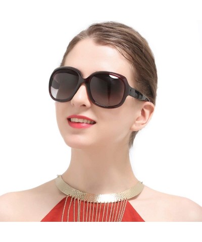 Round Classic Oversized Womens Polarized Sunglasses Uv400 Protection Fashionwear Pop Sun Eye Glass - Brown - CX18MG5940Q $10.47