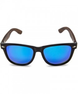 Rectangular Walnut Wood Sunglasses Polarized for Men Women with Wooden Case - Blue - CL18AEG9TT0 $18.24