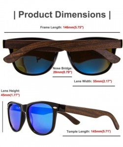 Rectangular Walnut Wood Sunglasses Polarized for Men Women with Wooden Case - Blue - CL18AEG9TT0 $18.24