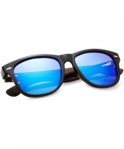 Rectangular Walnut Wood Sunglasses Polarized for Men Women with Wooden Case - Blue - CL18AEG9TT0 $18.24