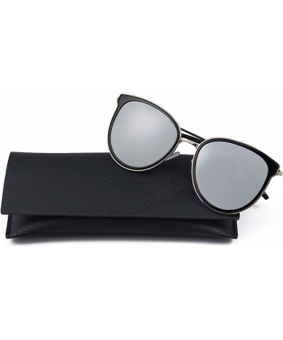 Round Polarized Sunglasses for unisex adult Vintage Retro Round Mirrored Lens - Silver - CA18XNZ08CN $10.44