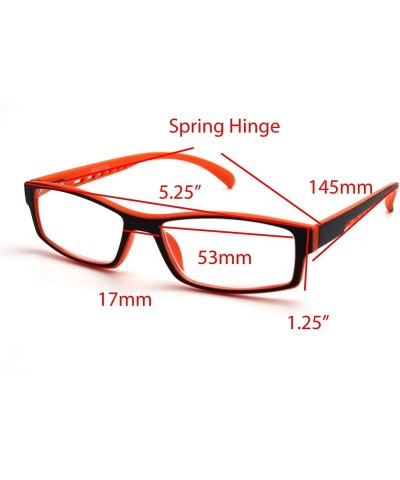 Rectangular Soft Matte Black w/ 2 Tone Reading Glasses Spring Hinge 0.74 Oz - Matte Black Orange - CG12C1Y0DAZ $17.44