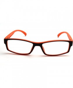 Rectangular Soft Matte Black w/ 2 Tone Reading Glasses Spring Hinge 0.74 Oz - Matte Black Orange - CG12C1Y0DAZ $17.44