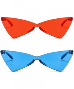 Oversized One Piece Rimless Tinted Sunglasses Women Men Clear Colored Cat Eye Triangle Sunglasses - Red Ad Blue - C518QNUYYSN...