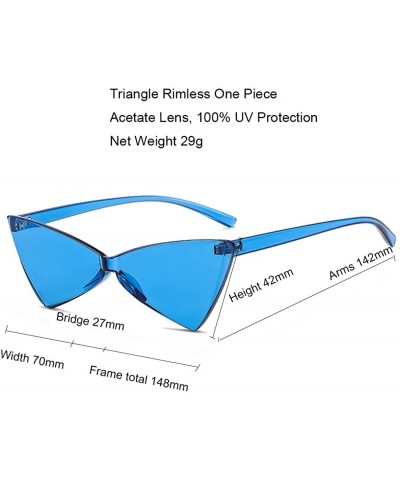 Oversized One Piece Rimless Tinted Sunglasses Women Men Clear Colored Cat Eye Triangle Sunglasses - Red Ad Blue - C518QNUYYSN...