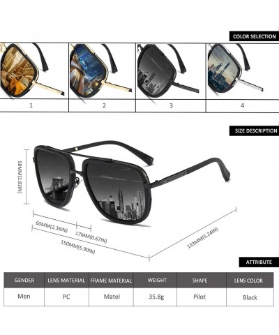 Aviator Fashion Oversized Aviator Polarized Sunglasses - Black 2 - CW182Q8IK4E $15.43