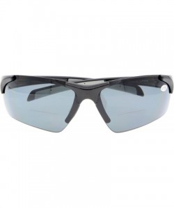 Wrap Bifocal Sunglasses with Wrap-Around Sport Design Half Frame for Men and Women - Shiny Black - CX18C3KS636 $16.05