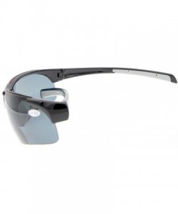 Wrap Bifocal Sunglasses with Wrap-Around Sport Design Half Frame for Men and Women - Shiny Black - CX18C3KS636 $16.05