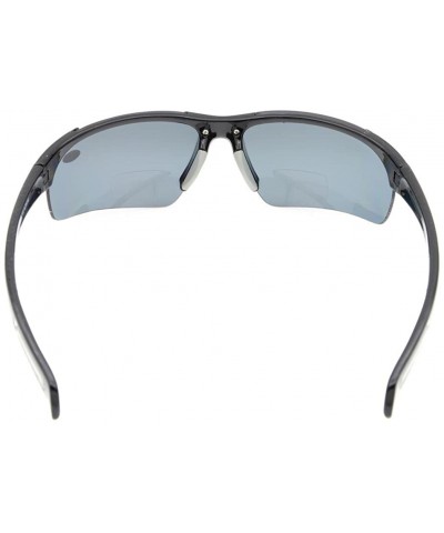 Wrap Bifocal Sunglasses with Wrap-Around Sport Design Half Frame for Men and Women - Shiny Black - CX18C3KS636 $16.05