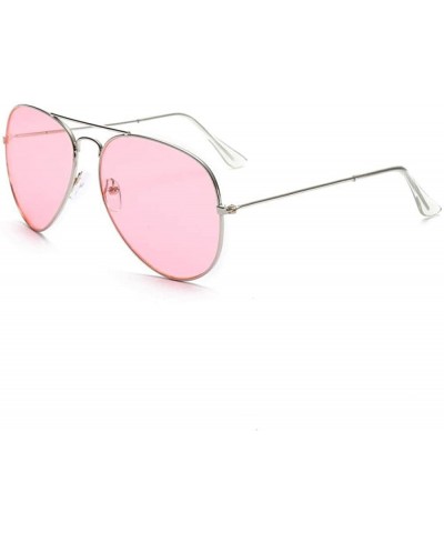 Goggle Sunglasses colorful two-color Sunglasses dazzling ocean film sunglasses sunglasses - Silver Frame Pink - CE18AA28QUD $...