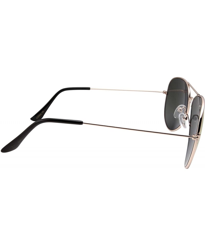 Classic Aviator Style Sunglasses Metal Frame Mirrored Lens - Gold Frame ...