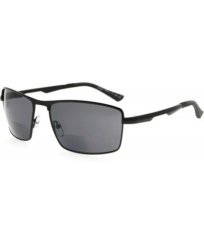 Rectangular UV400 Protection Bifocal Sunglasses Dark Color Sunshine Reading for Men - Black - CS189TTX26R $10.09