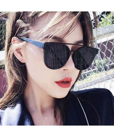 Oversized Vintage Sunglasses Women Luxury Plastic Ocean Lens Sun Glasses Classic - Blue - CW18WD8D7SC $9.33