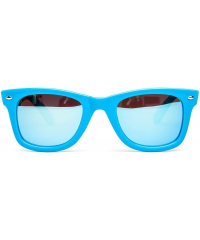 Square Sunglasses for Women UV400 Lens Rivet Trim Square Frame - Blue Lens/Blue Frame - CD18EXS0WKW $12.24