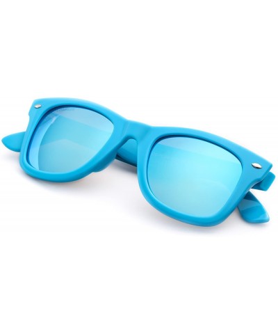 Square Sunglasses for Women UV400 Lens Rivet Trim Square Frame - Blue Lens/Blue Frame - CD18EXS0WKW $12.24