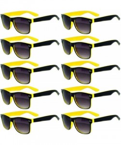 Square Lot of 10 Pairs Wholesale Retro Vintage Two-Tone Sunglasses Smoke Lens - Yellow - CJ18SMW59DI $21.27