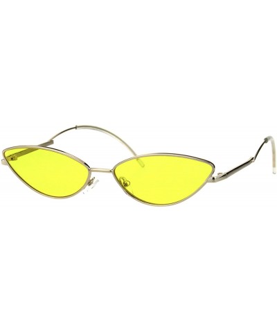 Oval Oval Cateye Skinny Sunglasses Womens Trending Fashion Shades UV 400 - Gold (Yellow) - C218HZ2N4HK $10.03