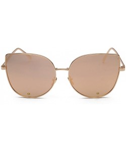 Rectangular Cat Eye Designer Sunglasses For Women Metal Frame Diamond Lens 60mm - Gold/Pink - CD12FU83BGD $18.48