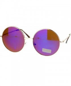 Round Mirror Lens Round Circle Sunglasses Lite Metal Frame Spring Hinge - Gold - CU11OXTGGHH $11.62