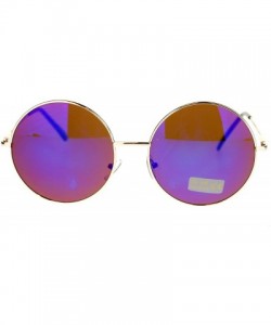 Round Mirror Lens Round Circle Sunglasses Lite Metal Frame Spring Hinge - Gold - CU11OXTGGHH $11.62