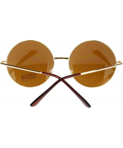 Round Mirror Lens Round Circle Sunglasses Lite Metal Frame Spring Hinge - Gold - CU11OXTGGHH $11.62