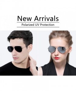 Oversized Polarized Aviator Sunglasses for Men/Women Metal Mens Sunglasses Driving Sun Glasses - Silver Lens/Silver Frame - C...