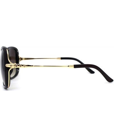 Butterfly Womens Iconic 90s Butterfly Rhinestone Trim Fashion Sunglasses - Brown Smoke - CP1979ZD8NA $12.00