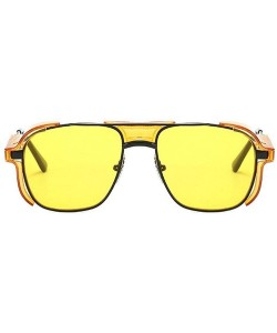 Square sunglasses Fashion Protection Windproof Glasses - Yellow - CG18AR9RCMO $11.03