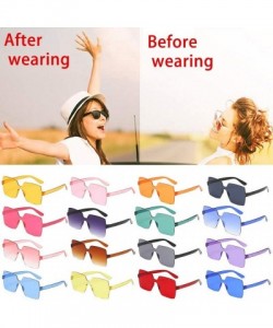 Rimless Oversized Square Candy Colors Glasses Rimless Frame Unisex Sunglasses - J - CP195NHA92S $10.78