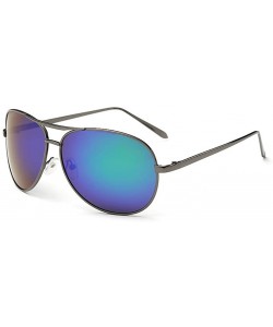 Aviator Women's Classic Mirror Lens Polarized Aviator Sunglasses Metal Frame 61mm - Grey/Green - C212EEU2LVJ $12.02