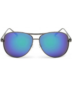 Aviator Women's Classic Mirror Lens Polarized Aviator Sunglasses Metal Frame 61mm - Grey/Green - C212EEU2LVJ $12.02