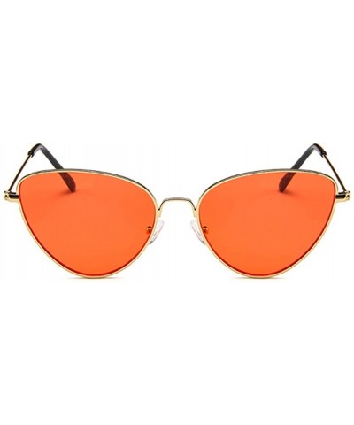 Square MOD-Style Cat eye Series Sunglasses Full Metal Frame Retro Style Orange - CA189SUZAIS $14.69