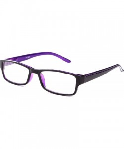 Square Unisex Two Tone Sleek Spring Temple Fashion Clear Lens Glasses - Black/Purple - CW11G6GSGRX $8.42