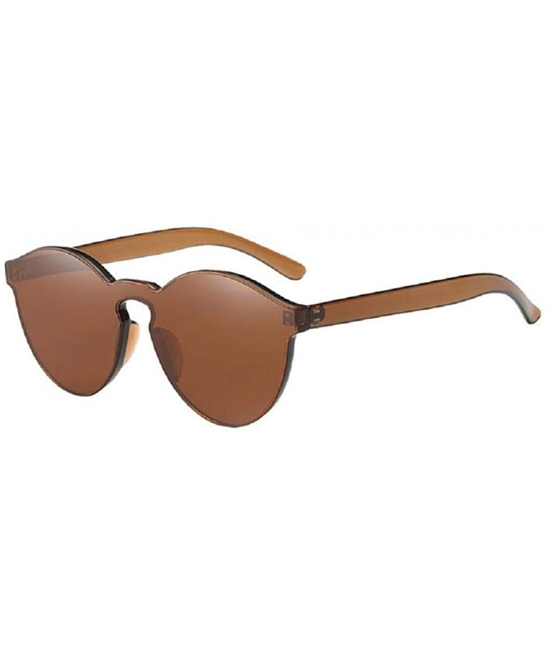 Cat Eye Women Fashion Cat Eye Shades Sunglasses Integrated UV Candy Colored Glasses - Coffee - C418RYKH5I8 $8.68