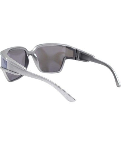 Square Womens Modern Fashion Sunglasses Shield Square Extended Side Lens UV400 - Silver (Silver Mirror) - CR18Y3UXRWY $13.60