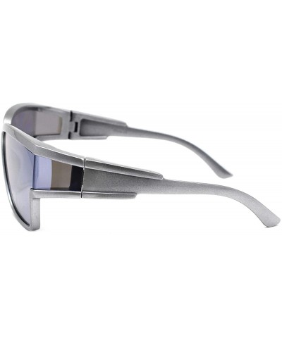 Square Womens Modern Fashion Sunglasses Shield Square Extended Side Lens UV400 - Silver (Silver Mirror) - CR18Y3UXRWY $13.60