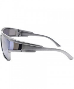 Square Womens Modern Fashion Sunglasses Shield Square Extended Side Lens UV400 - Silver (Silver Mirror) - CR18Y3UXRWY $13.60