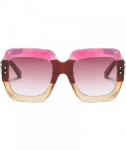 Oversized Oversized Square Sunglasses Multi Tinted Glitter Frame Stylish Inspired B2276 - 3 Pink-yellow/Red-grey - CH189SKL9Q...