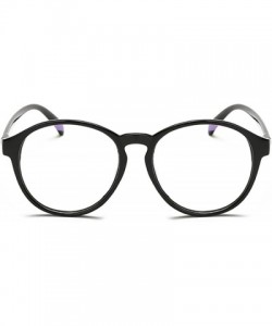 Round Student Myopia Glasses Fashion Retro Big-Frame Glasses Round Face - Bright Black - C518EAN6YHC $21.96