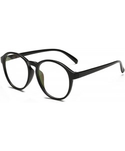 Round Student Myopia Glasses Fashion Retro Big-Frame Glasses Round Face - Bright Black - C518EAN6YHC $21.96