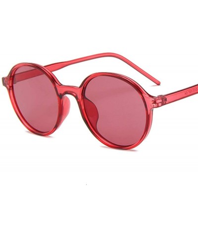 Round Luxury Sunglasses Women Classic Gradient Brand Big Frame Sun Glasses Vintage Round Sunglass Goggles UV400 - Red - C8198...